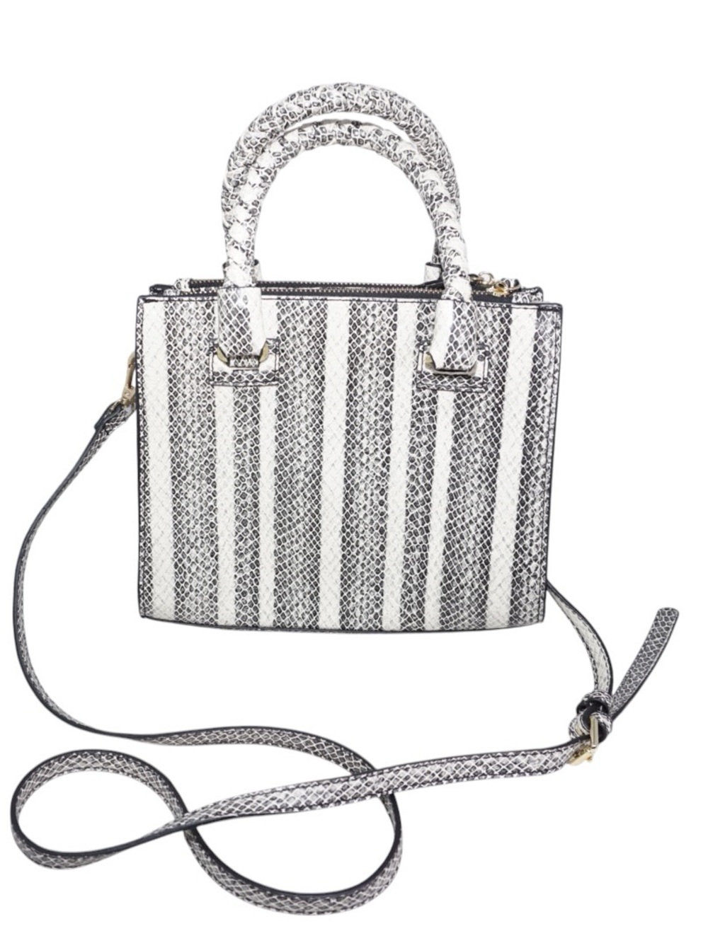 Gianni Bini Mia Striped Croc Embossed Leather Crossbody Handba